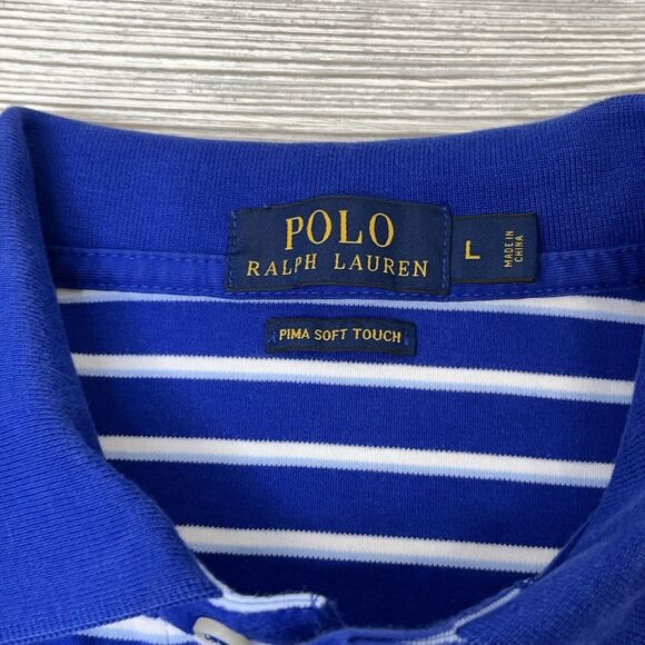 Polo Ralph Lauren Short Sleeve Polo Shirt Men's Size L Pima Soft Touch Blue - Picture 7 of 13